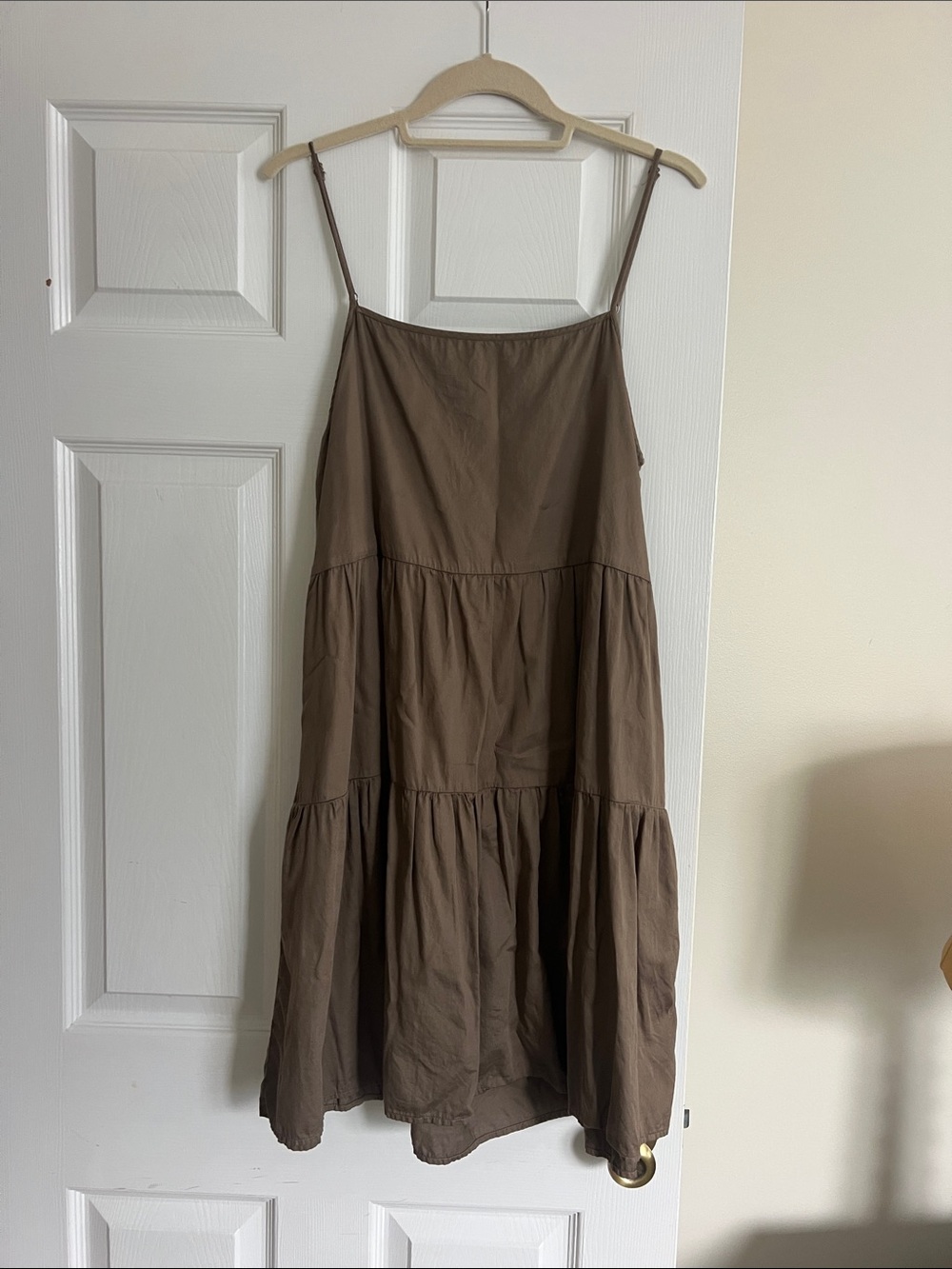 Enza Costa Olive Tiered Spaghetti Strap Dress